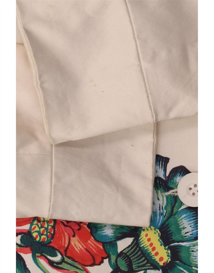 Desigual Grafisk Overfrakke til kvinder EU 48 2XL Hvid Blomsterbomuld