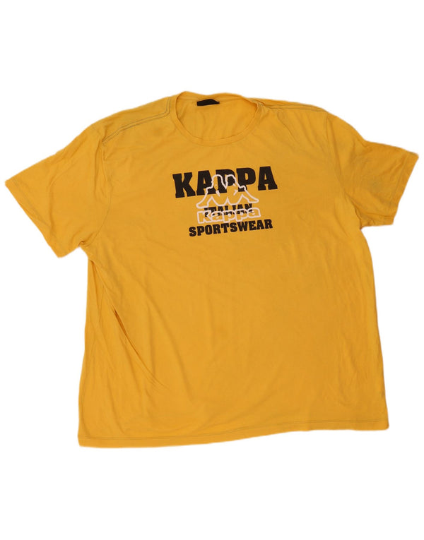 Kappa Herre Grafisk T-Shirt Top 5XL Gul Bomuld