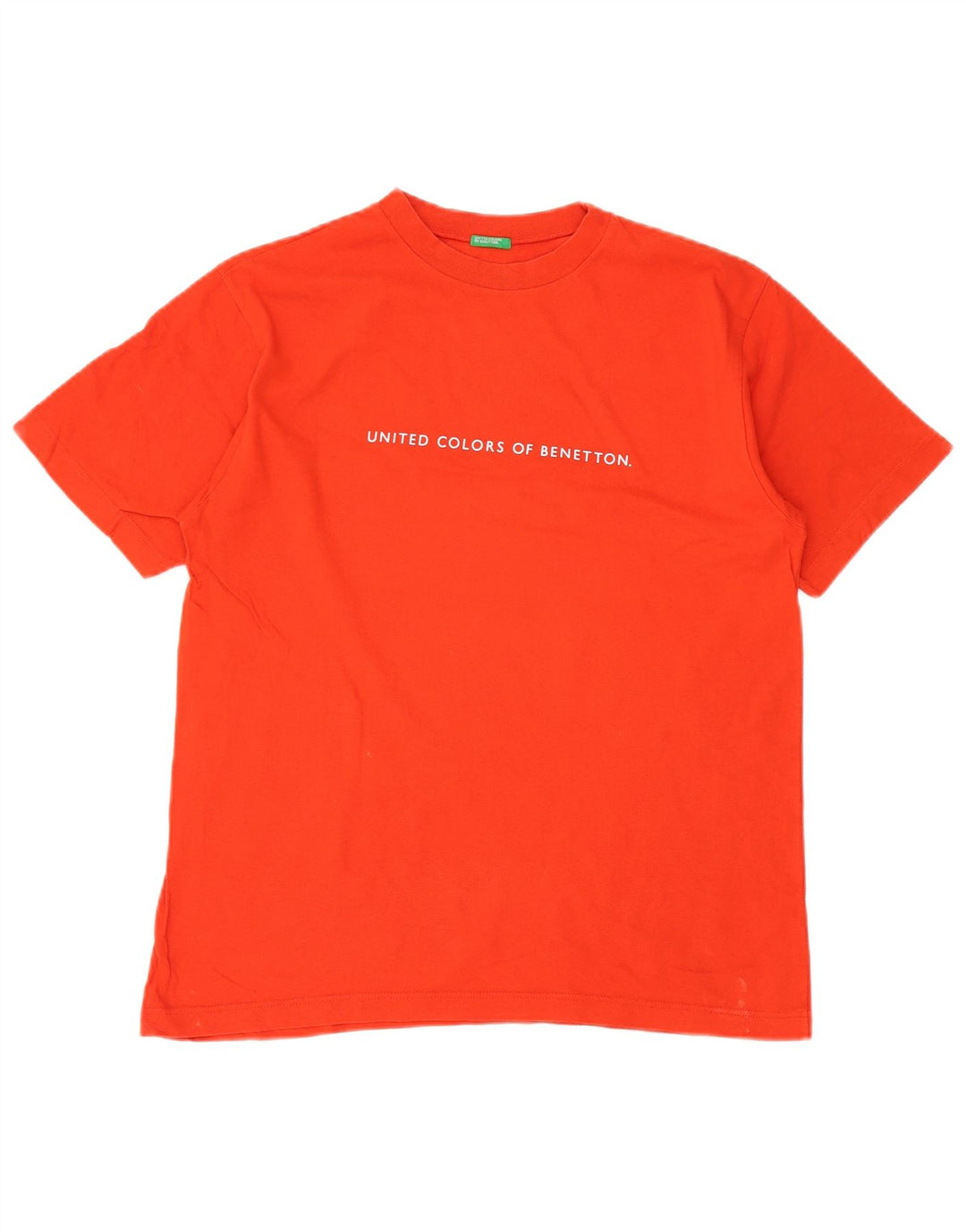 Benetton Herre grafisk T-shirt Top Lille Orange Bomuld