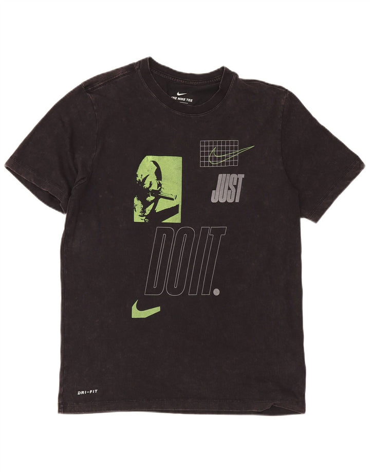 NIKE Mens Dri Fit Graphic T-Shirt Top Medium Black Cotton