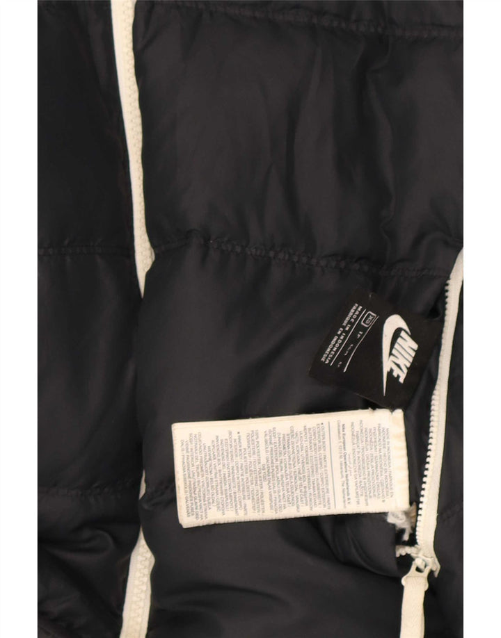 Nike Dame Oversized Hætte Vendbar Polstret Jakke UK 6 XS Sort