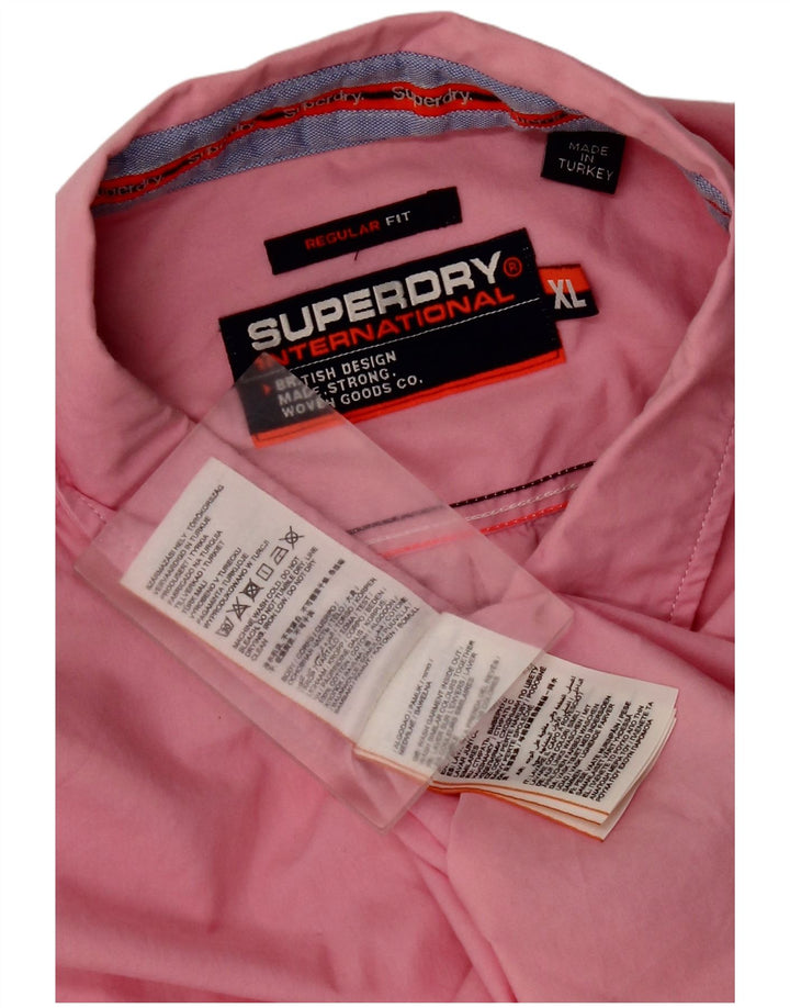 Superdry Kortærmet Herreskjorte med normal pasform XL Pink Bomuld