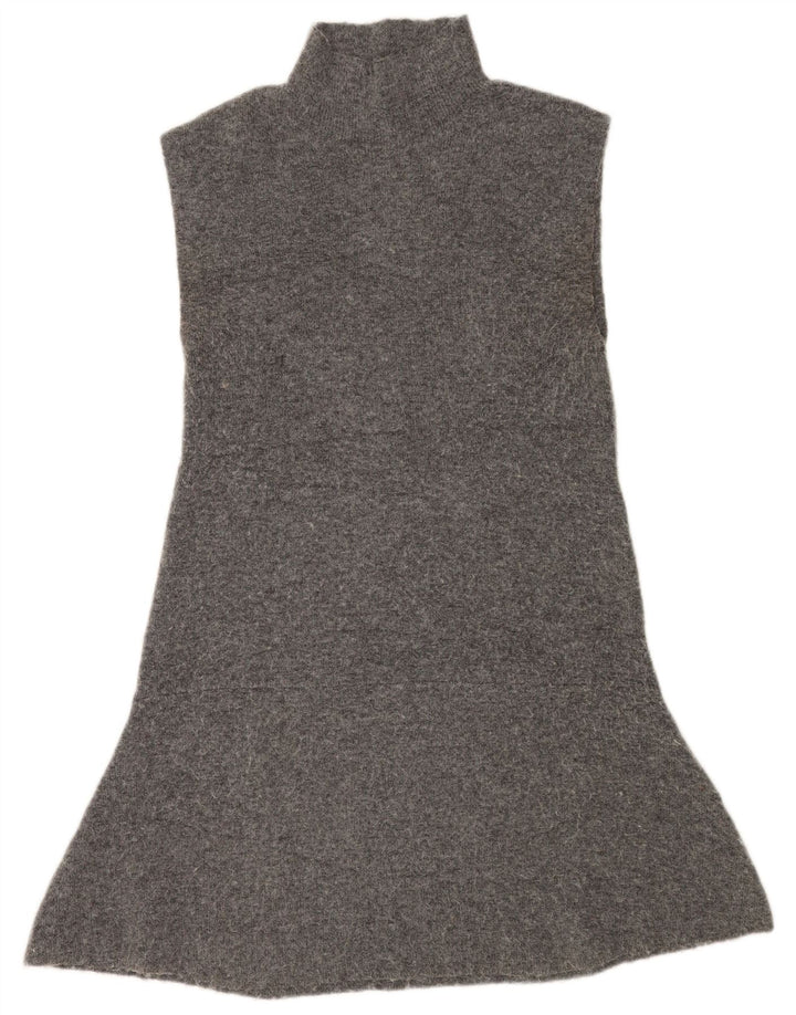 Zara Dame Sleeveless Jumper Dress UK 14 Large Grå Polyester