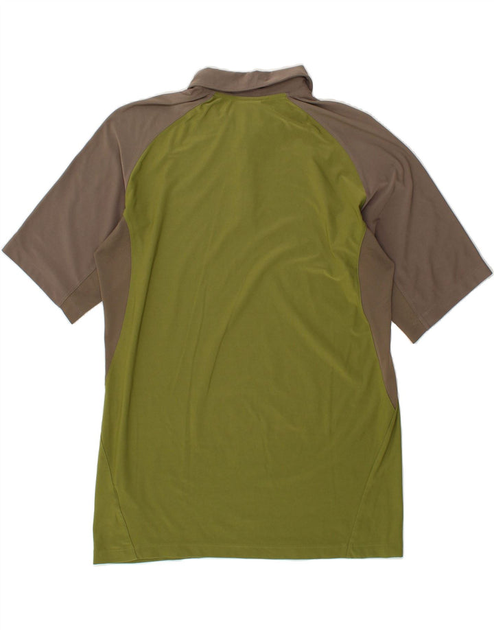 NIKE Poloshirt til mænd UK 42/44 Large Green Colourblock Polyester