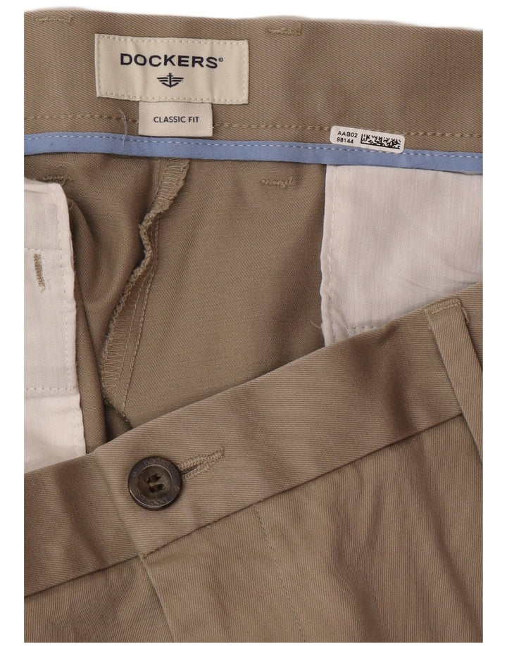 DOCKERS Herre Classic Fit Chino Bukser W38 L29 Beige Bomuld Classic