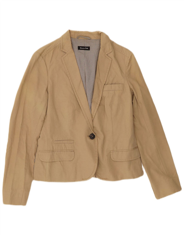 MASSIMO DUTTI Dame 1-knaps blazerjakke EU 40 Medium Beige Bomuld