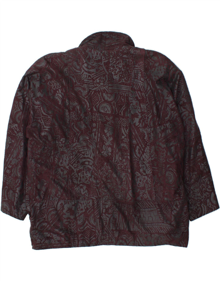 VINTAGE Womens Abstract Pattern Oversized Bomber Jacket UK 20 2XL Burgundy Vintage Vintage and Second-Hand Vintage from Messina Hembry 