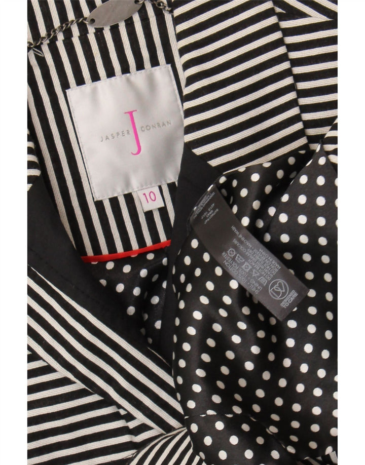 Jasper Conran Dame 3/4-ærmet blazerjakke UK 10 Small Black Pinstripe