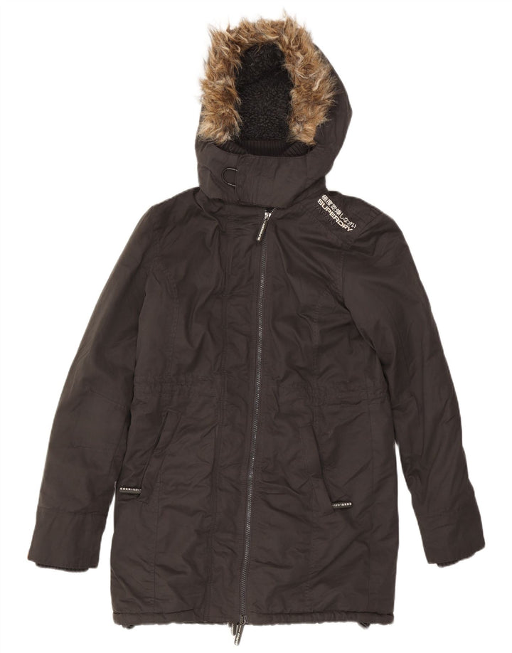Superdry Herre grafisk parkajakke med hætte UK 38 mellemgrå polyester