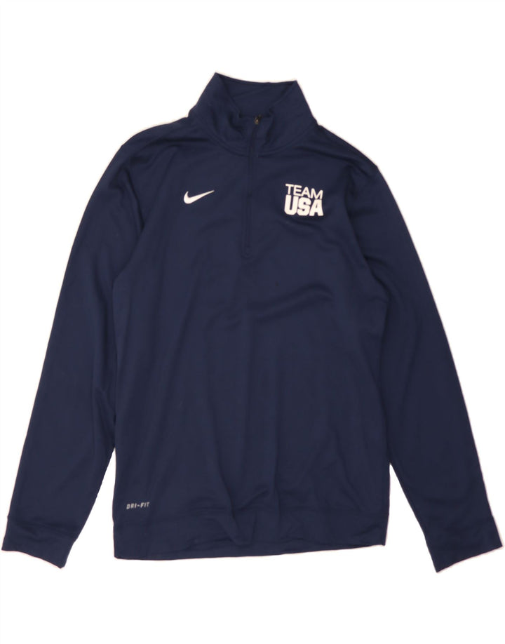 NIKE Mens Dri Fit Pullover Tracksuit Top Small Navy Blue Polyester Vintage Nike and Second-Hand Nike from Messina Hembry 