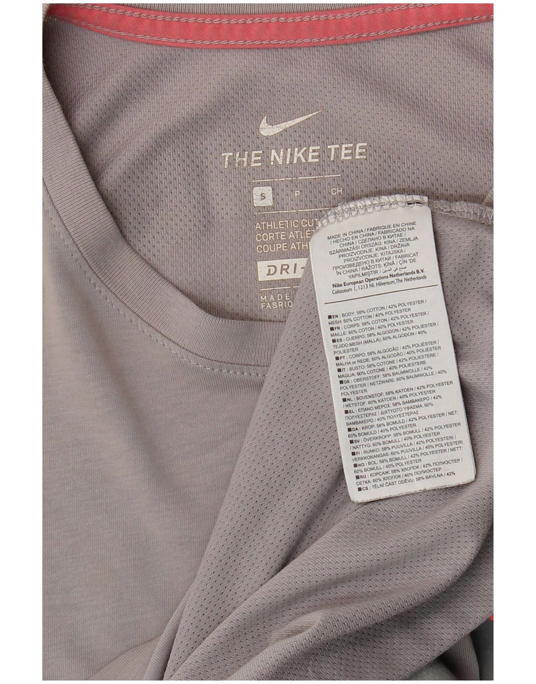 Nike Herre Dri Fit grafisk top langærmet lille grå bomuld