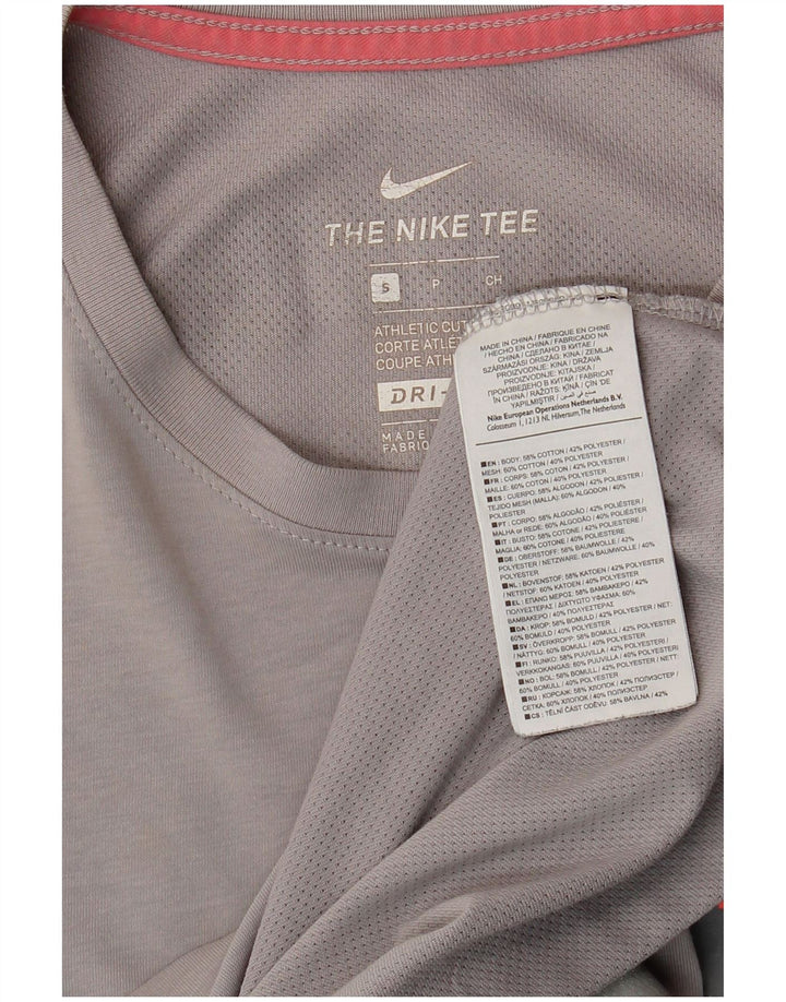 Nike Herre Dri Fit grafisk top langærmet lille grå bomuld