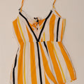 TALLY WEIJL Womens Playsuit UK 12 Medium Yellow Striped Vintage Tally Weijl and Second-Hand Tally Weijl from Messina Hembry 