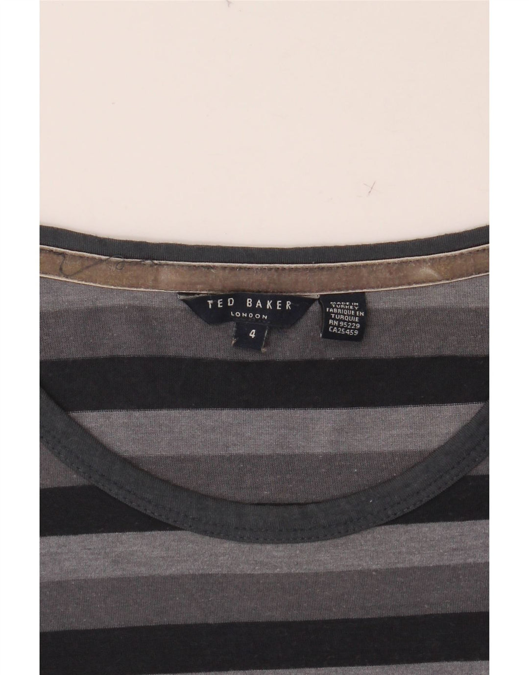 TED BAKER Mens T-Shirt Top Size 4 Large Grey Striped