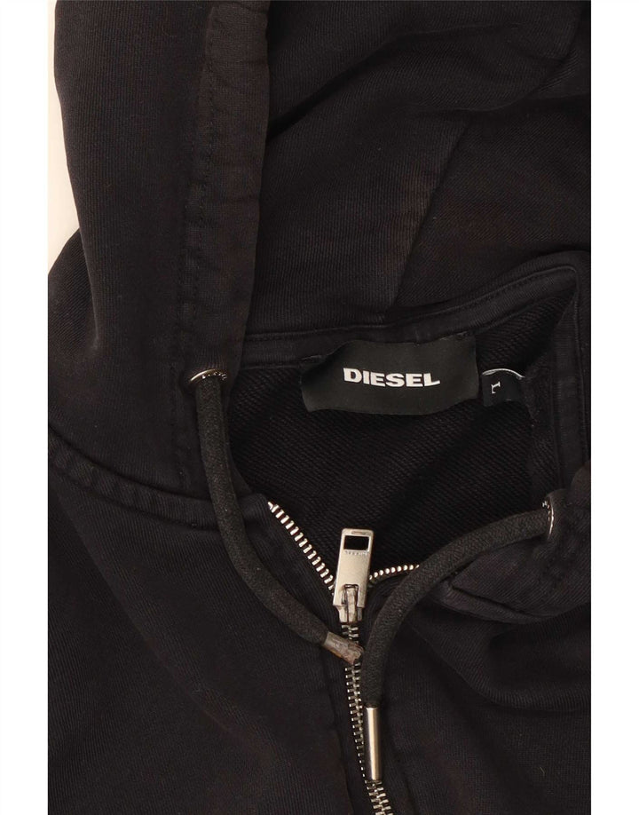 Diesel Herre grafisk hættetrøje med lynlås, stor sort