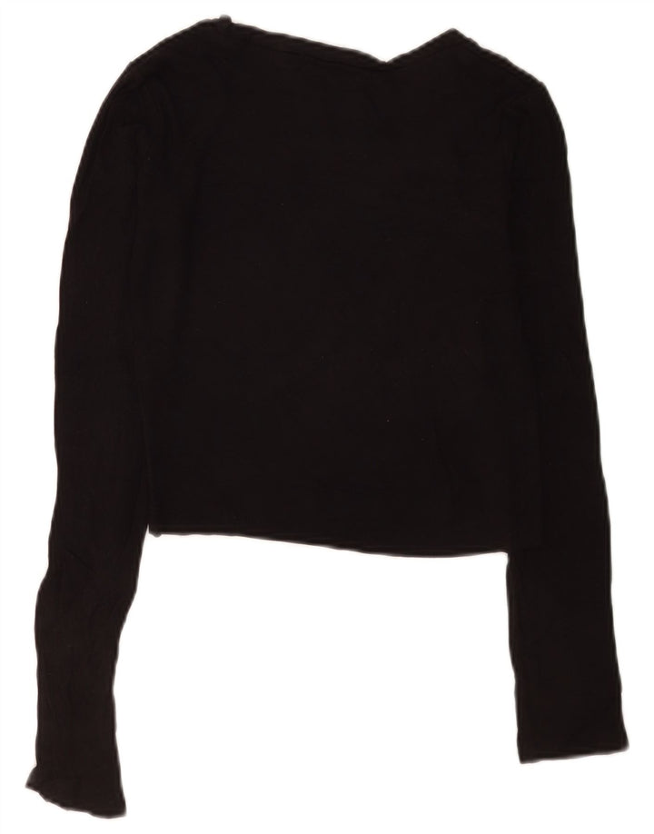 Zara Womens Crop Top Langærmet UK 10 Small Black Viscose