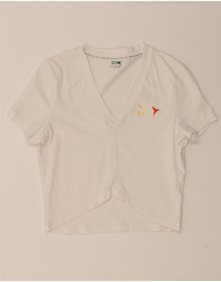 PUMA Girls T-Shirt Top 11-12 Years Large White Vintage Puma and Second-Hand Puma from Messina Hembry 