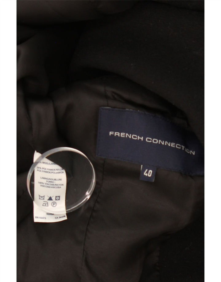 FRENCH CONNECTION Womens Double Breasted Coat IT 40 Small Black Wool Vintage French Connection and Second-Hand French Connection from Messina Hembry 
