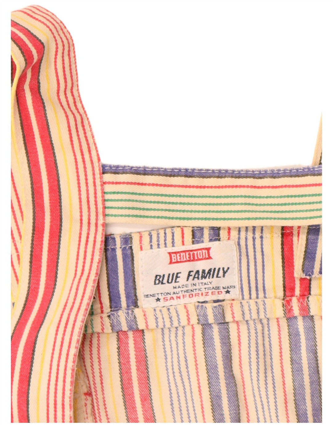 Benetton Dame Pinafore Dress IT 40 Lille flerfarvet stribet bomuld