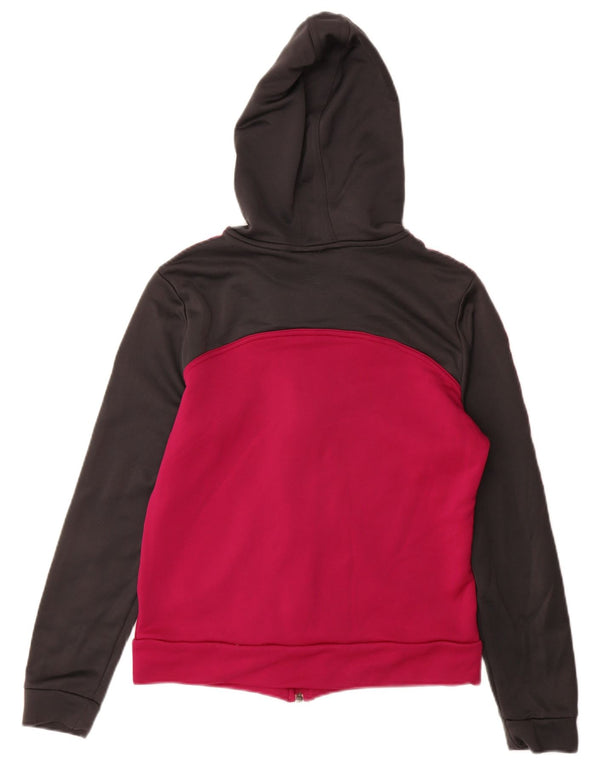ADIDAS hættetrøje med lynlås til kvinder UK 16 Large Pink Colourblock