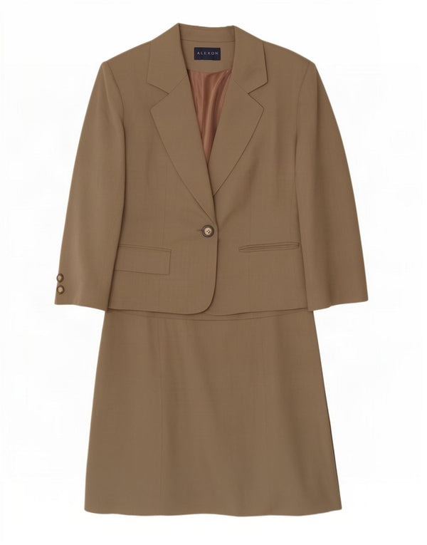 ALEXON Womens 1 Button 2 Piece Skirt Set UK 14 Large W30 Beige