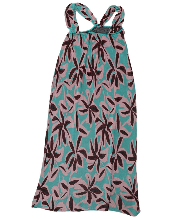 Zara Dame Maxi Sundress UK 12 Medium Blue Floral Viscose