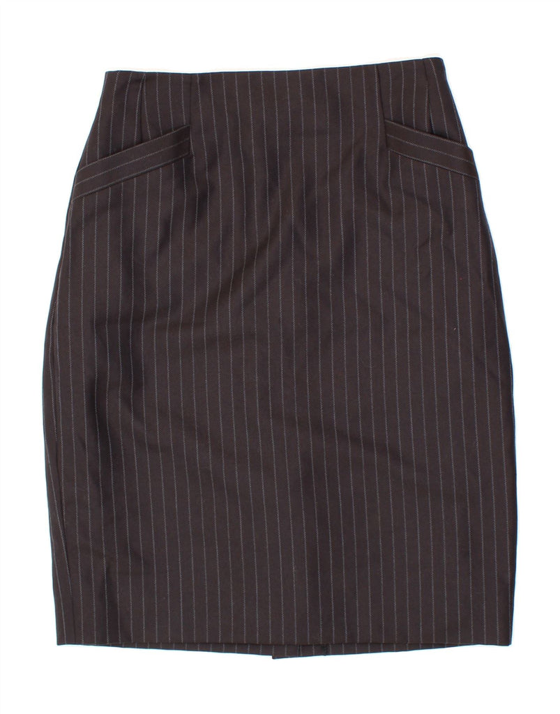 AUSTIN REED Womens Straight Skirt UK 14 Medium W30 Black Striped Wool Vintage Austin Reed and Second-Hand Austin Reed from Messina Hembry 