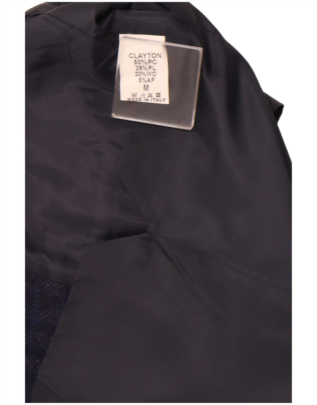 CLAYTON Mens Waistcoat Medium Navy Blue Check Cotton