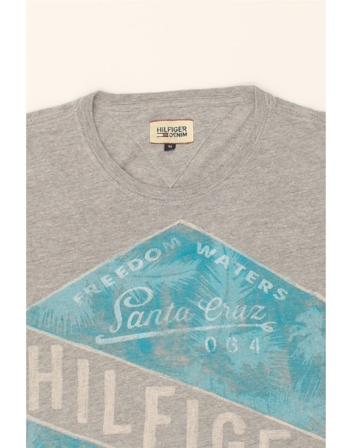 TOMMY HILFIGER Mens Graphic T-Shirt Top Medium Grey Cotton Vintage Tommy Hilfiger and Second-Hand Tommy Hilfiger from Messina Hembry 