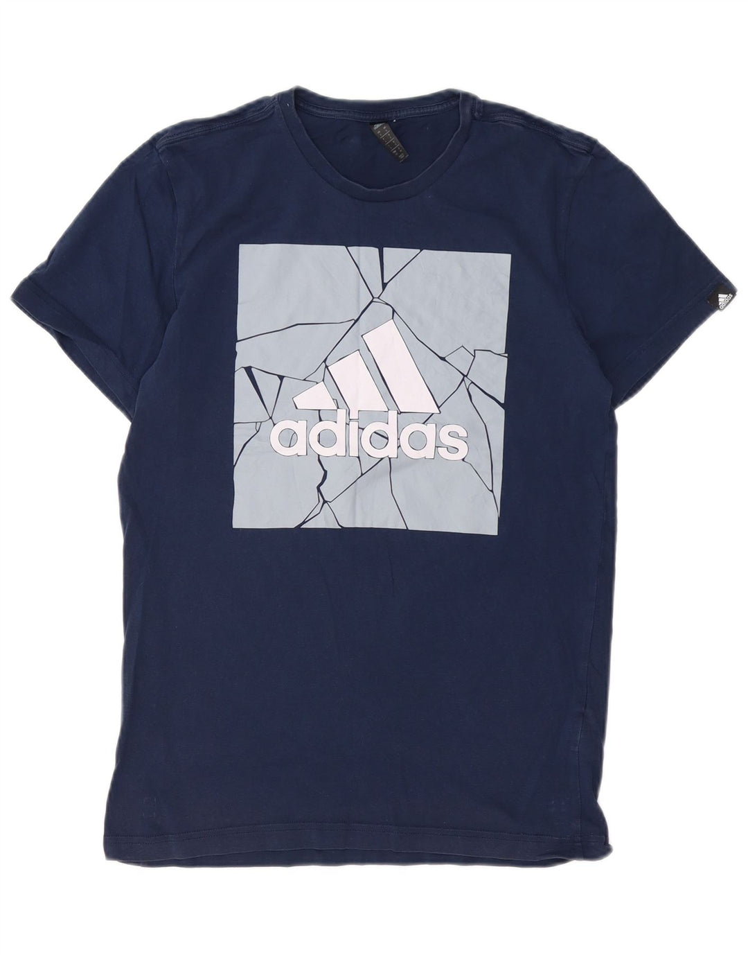 ADIDAS Grafisk T-shirt til mænd, lille marineblå bomuld