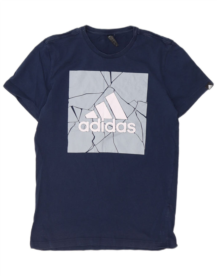 ADIDAS Grafisk T-shirt til mænd, lille marineblå bomuld
