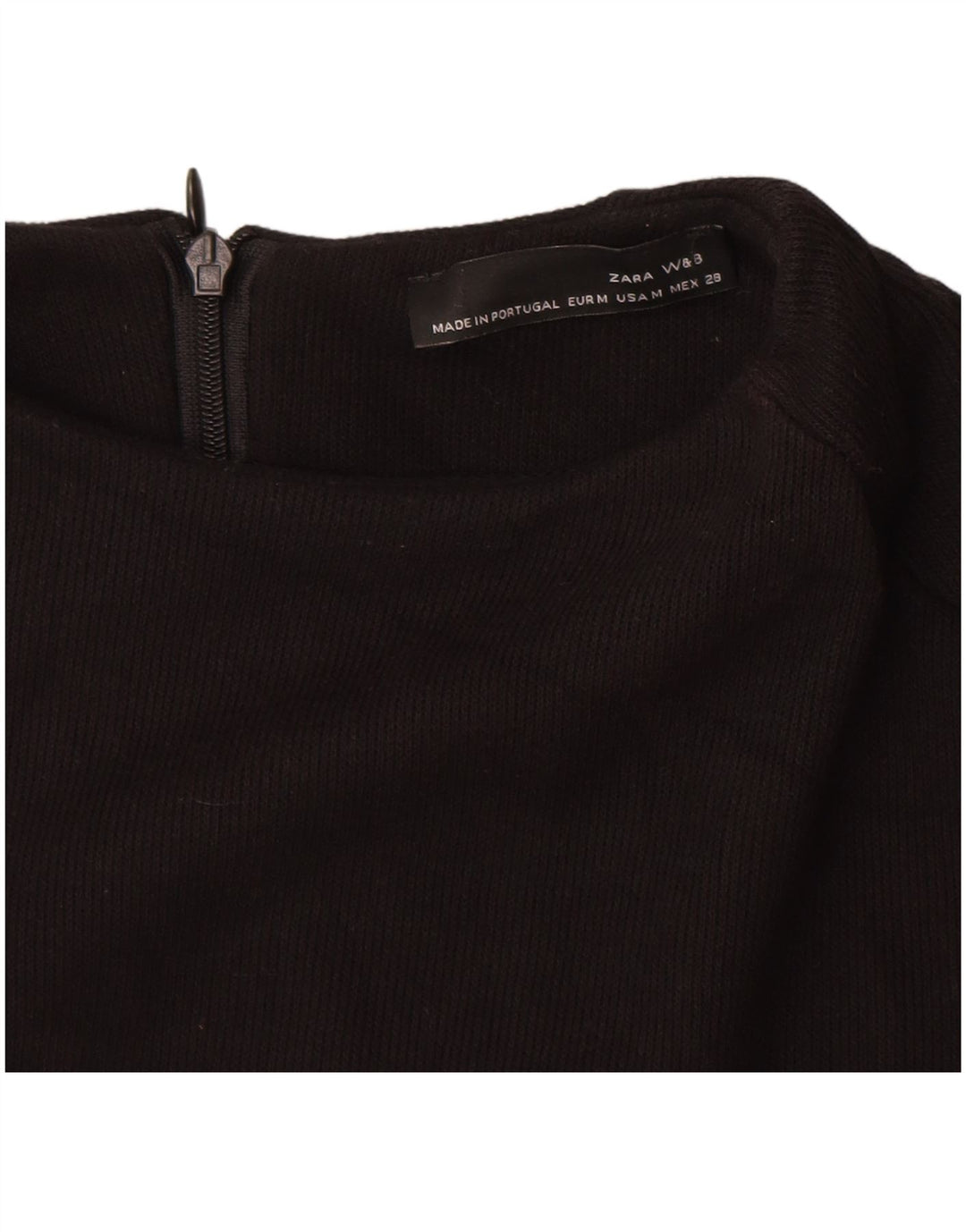 Zara Dame Jumper Dress UK 12 Medium Sort Bomuld