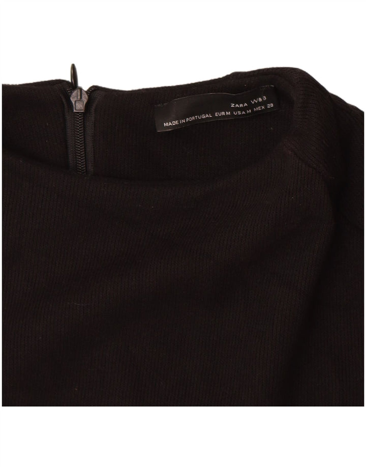Zara Dame Jumper Dress UK 12 Medium Sort Bomuld