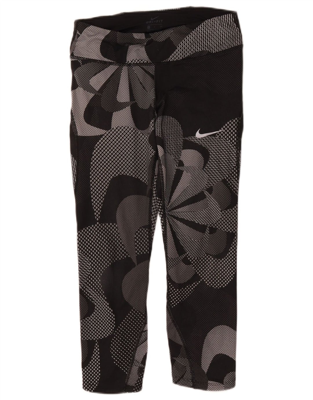 Nike Dame Grafiske Capri Leggings UK 8 Small Black Floral Polyester