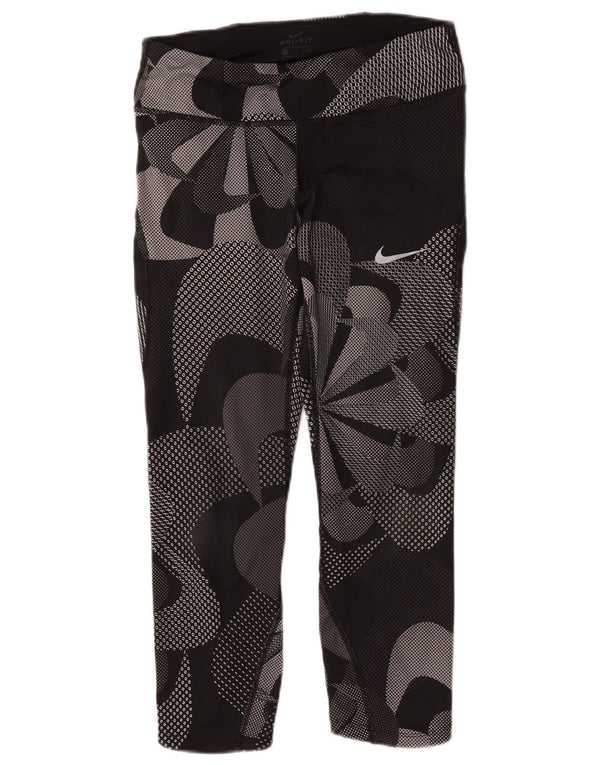Nike Dame Grafiske Capri Leggings UK 8 Small Black Floral Polyester