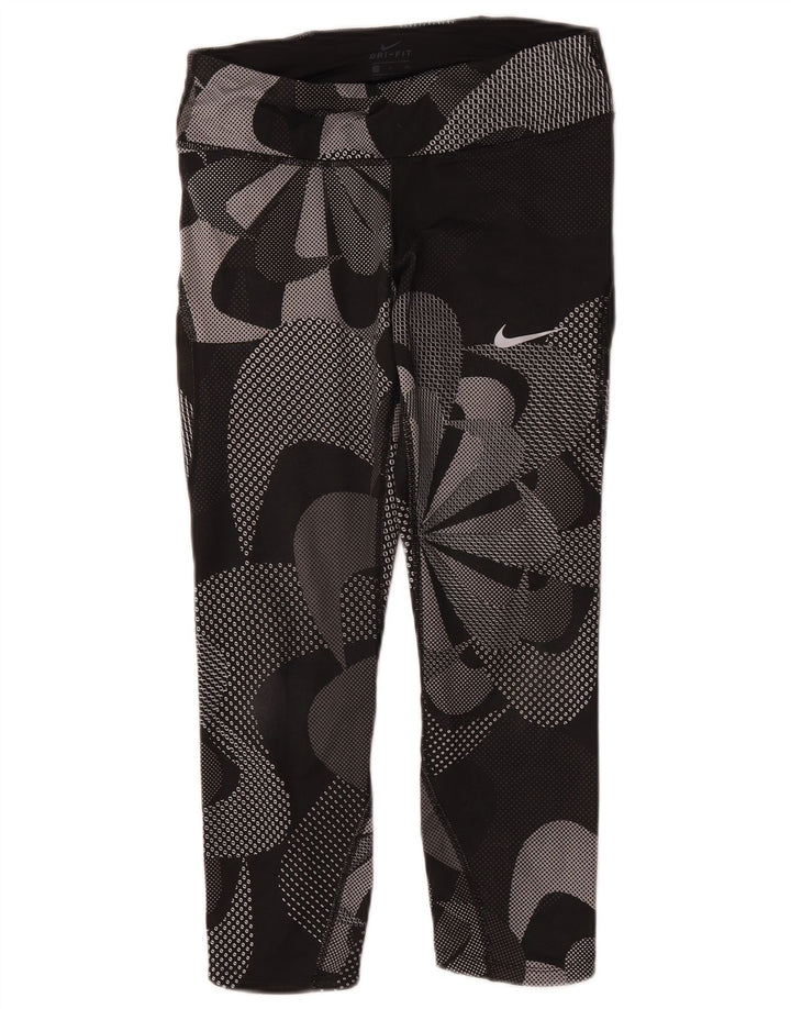 Nike Dame Grafiske Capri Leggings UK 8 Small Black Floral Polyester