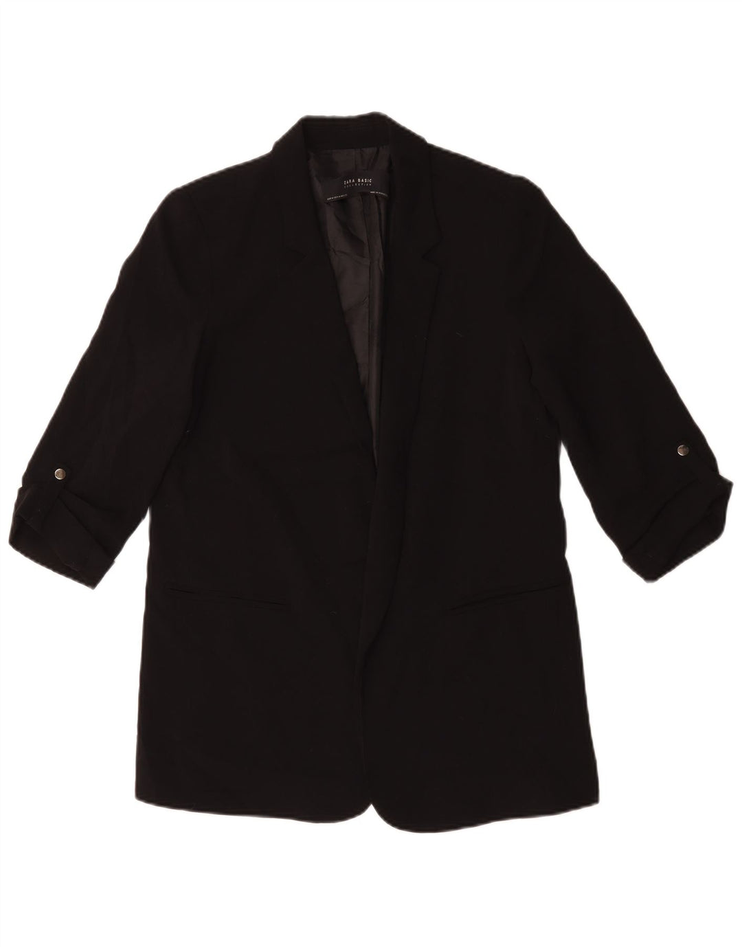 Zara Dame 3/4 ærmet åben blazerjakke UK 14 Medium Sort