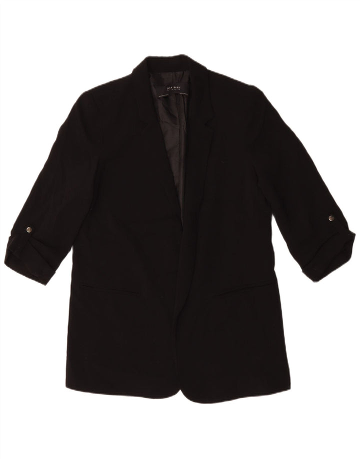 Zara Dame 3/4 ærmet åben blazerjakke UK 14 Medium Sort