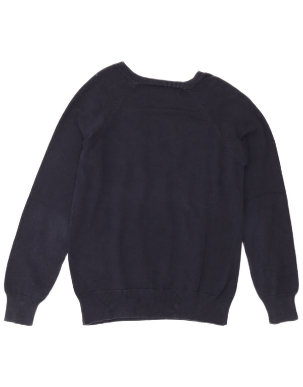 Zara Dame V-hals sweater UK 14 Large Navy Blue Argyle/Diamond