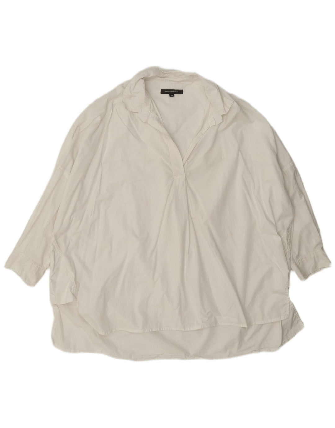 French Connection Dame 3/4 ærmet oversized pullover skjorte UK 18 XL Hvid