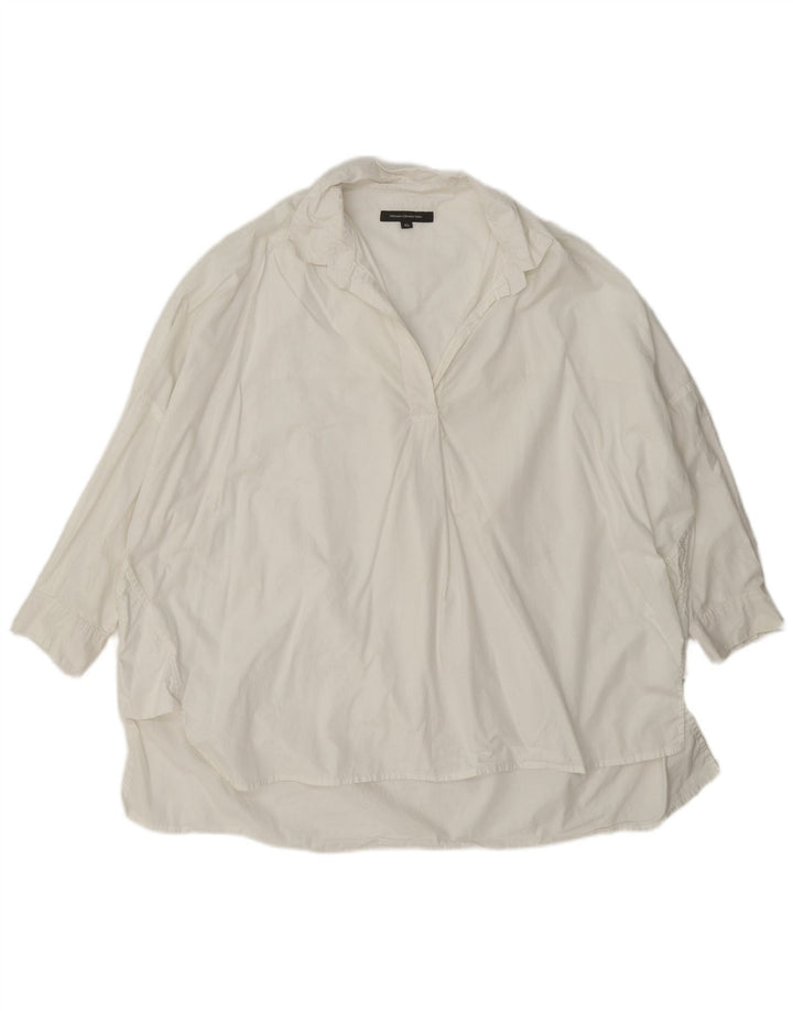 French Connection Dame 3/4 ærmet oversized pullover skjorte UK 18 XL Hvid