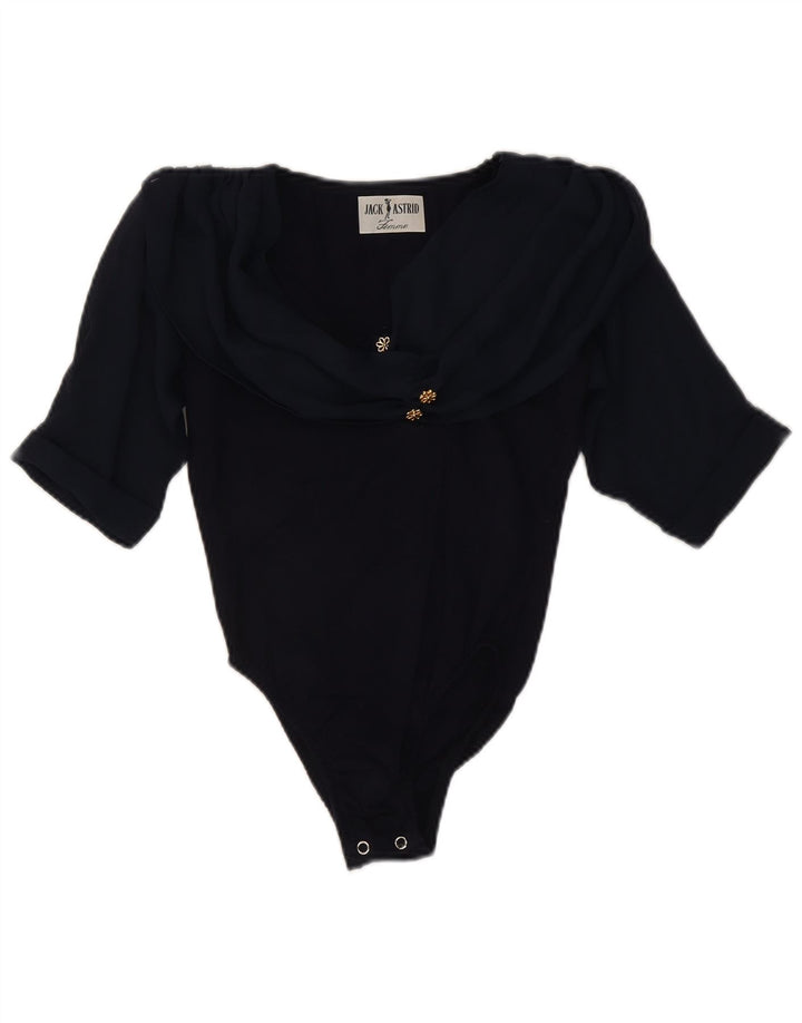 Vintage Dame Bodysuit UK 8 Small Navy Blue Floral