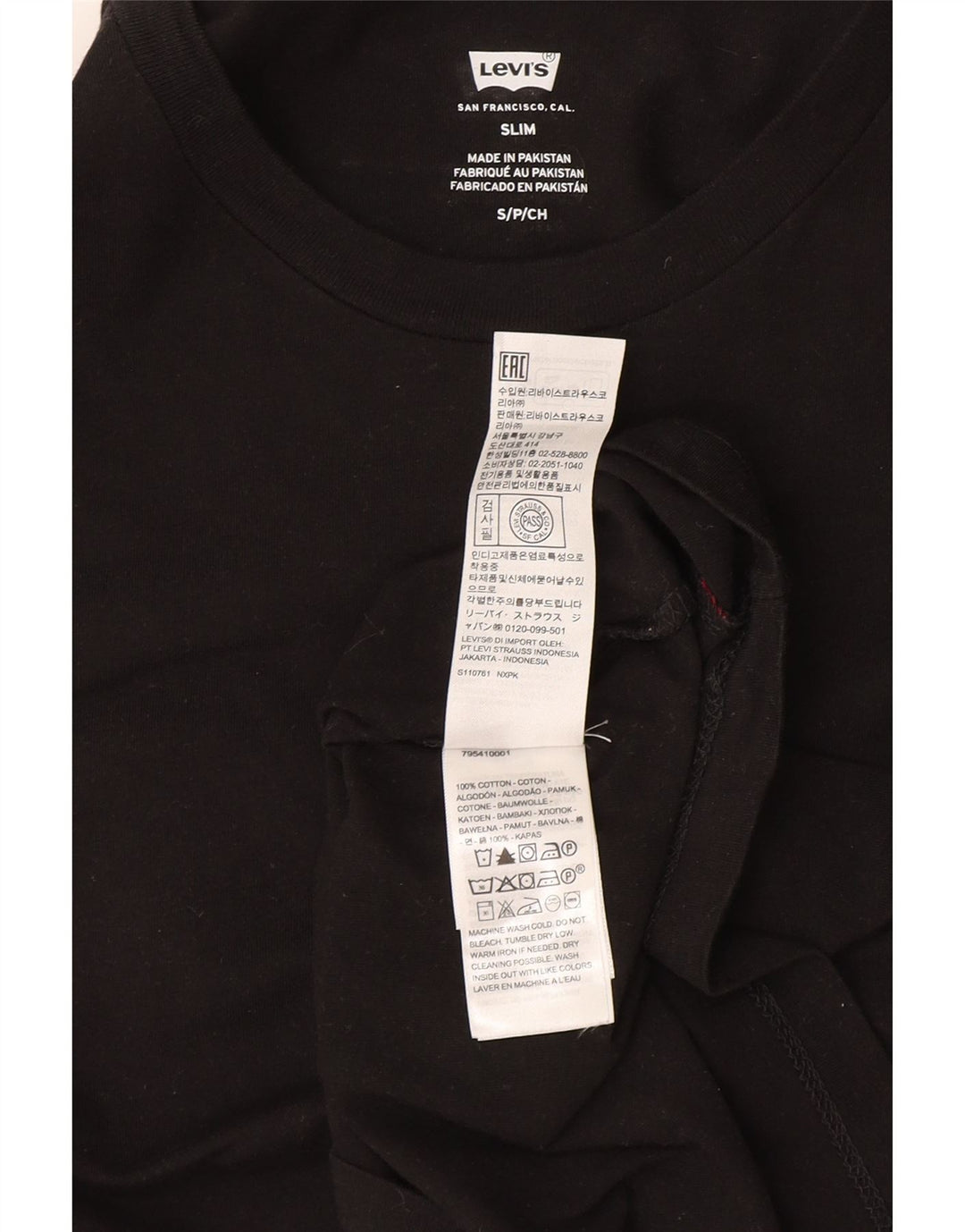 Levi's Herre Slim Fit T-shirt Top Lille sort bomuld