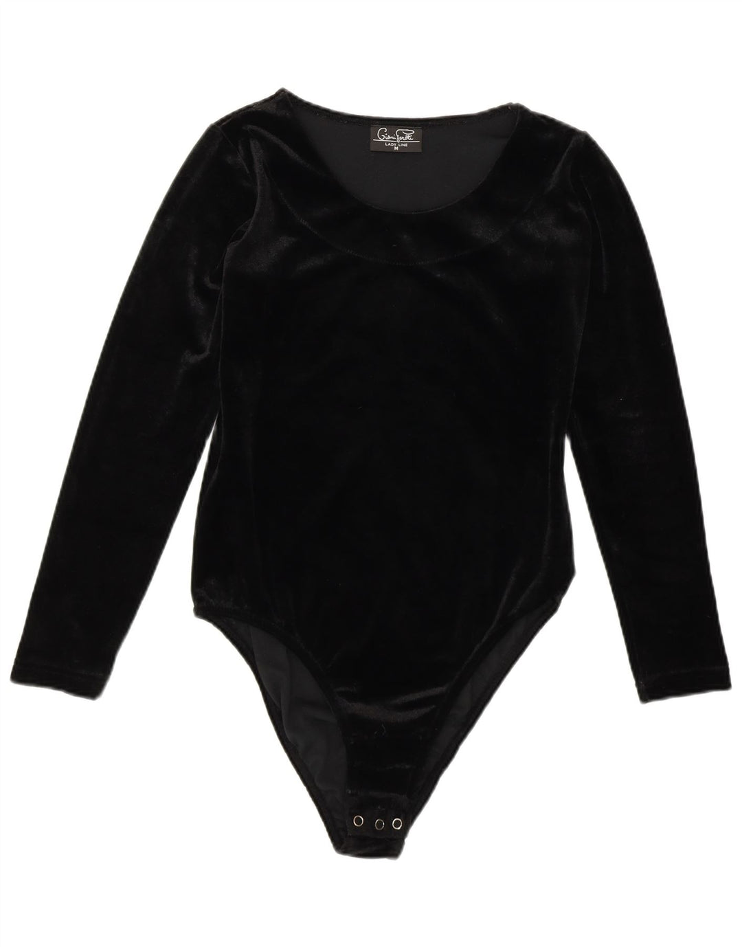 GIANI FEROTI Womens Velvet Bodysuit UK 14 Medium Black Polyester