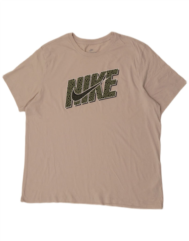 Nike grafisk T-shirt top til mænd 2XL beige bomuld