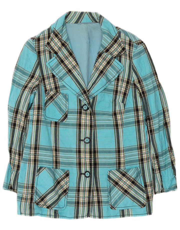 RALPH Womens 3 Button Blazer Jacket IT 42 Medium Blue Check Viscose