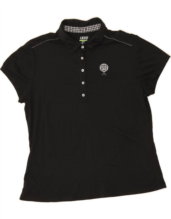 IZOD Womens Polo Shirt UK 16 Large Black Polyester Vintage Izod and Second-Hand Izod from Messina Hembry 