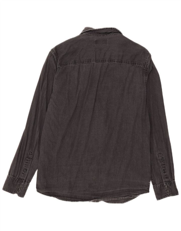 Jack & Jones Mens Denim Shirt Medium Black Cotton