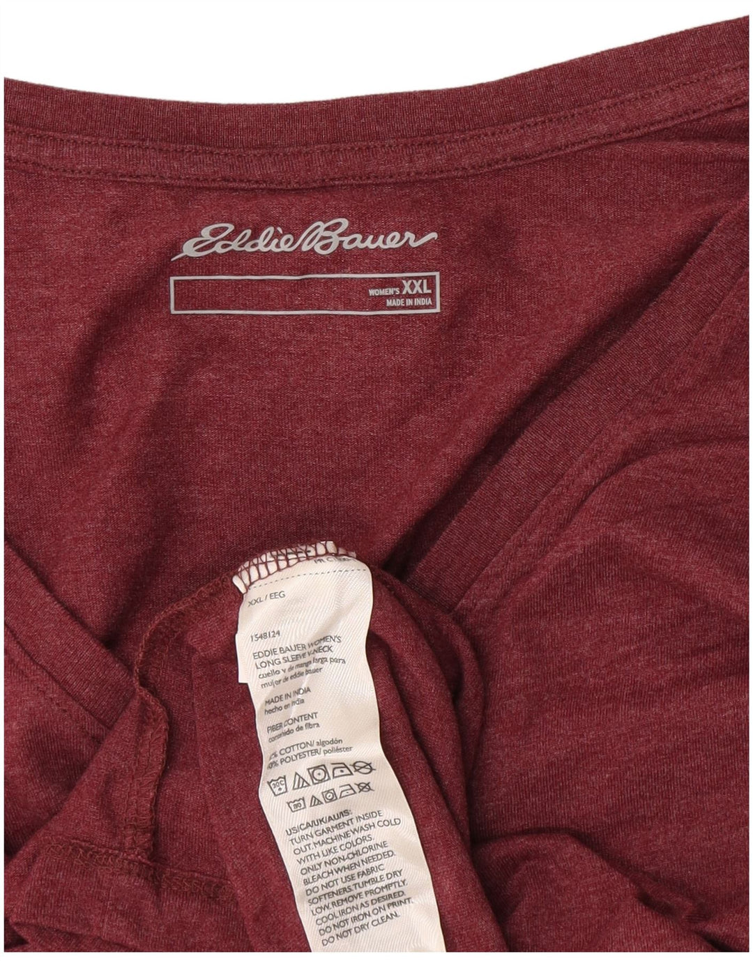 Eddie Bauer Dame Top Langærmet UK 20 2XL Bourgogne Bomuld