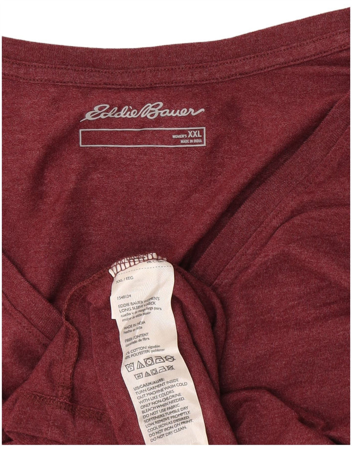 Eddie Bauer Dame Top Langærmet UK 20 2XL Bourgogne Bomuld